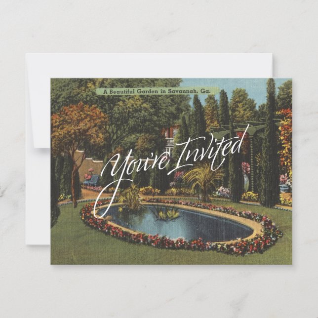 Beautiful Garden Savannah GA Art Postcard Party (Front)