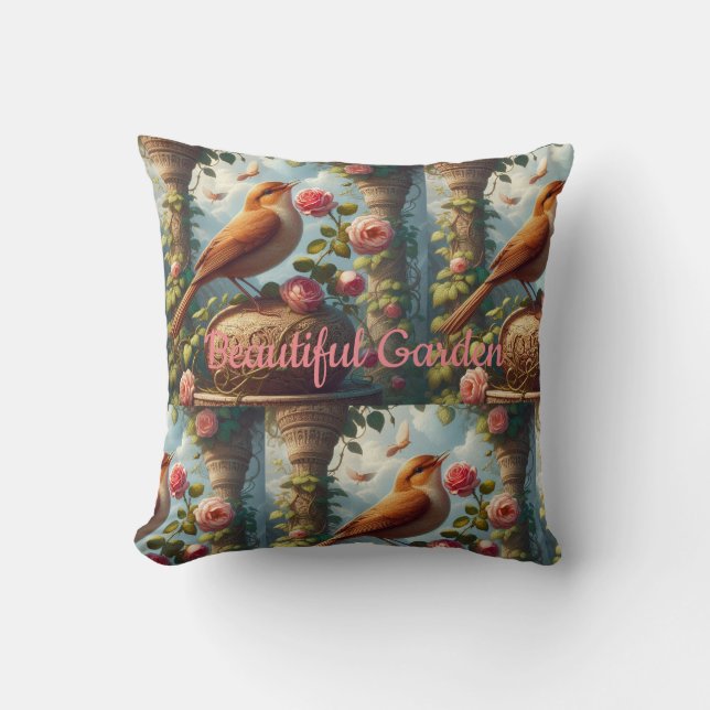 Beautiful Garden Throw Pillow (Front)