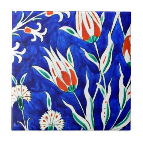 Beautiful garden tulips ceramic tile