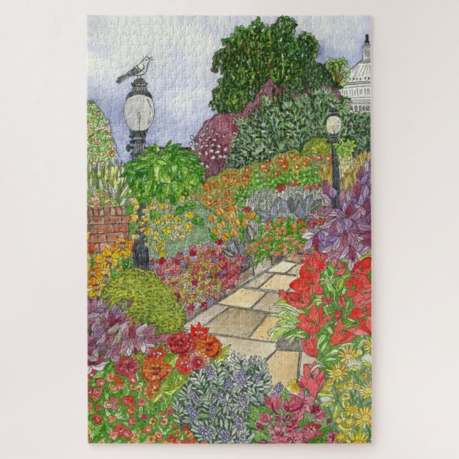 Beautiful Garden Watercolor Jigsaw Puzzle (Vertical)