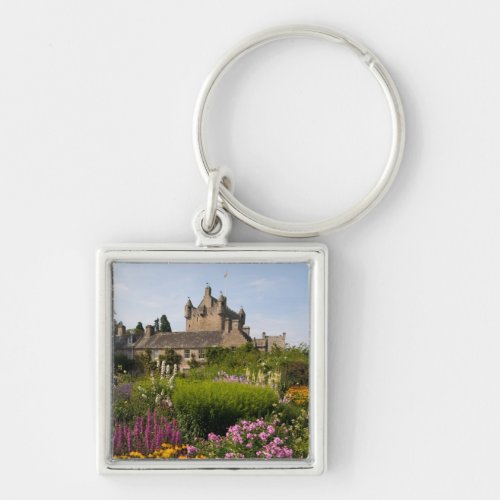 Beautiful gardens and famous castle in Scotland Keychain