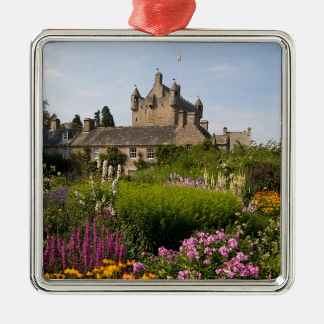 Beautiful gardens and famous castle in Scotland Metal Ornament (Front)