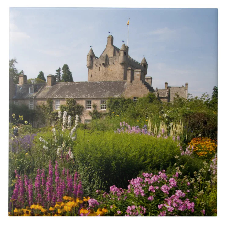 Beautiful gardens and famous castle in Scotland Tile | Zazzle