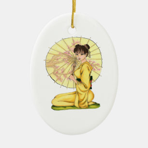BEAUTIFUL GEISHA CEREMONY CERAMIC ORNAMENT