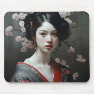Beautiful Geisha Flowers Mouse Pad