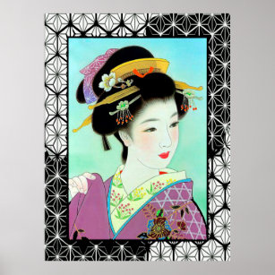 Traditional Japanese Geisha in Kimono Poster for Sale by Valro