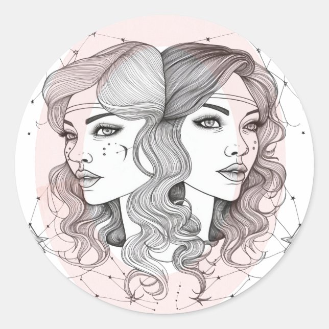 beautiful   Gemini style  Classic Round Sticker (Front)