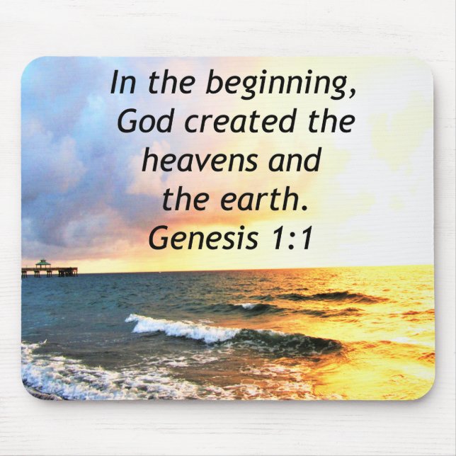 BEAUTIFUL GENESIS 1:1 BIBLE QUOTE DESIGN MOUSE PAD (Front)