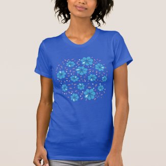Beautiful Gentle Blue Flowers Pattern Tee Shirt
