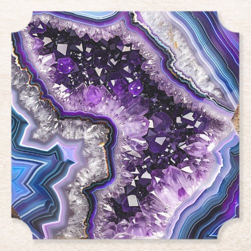 Beautiful Geode with Amethyst Crystals  Agate  Paper Coaster