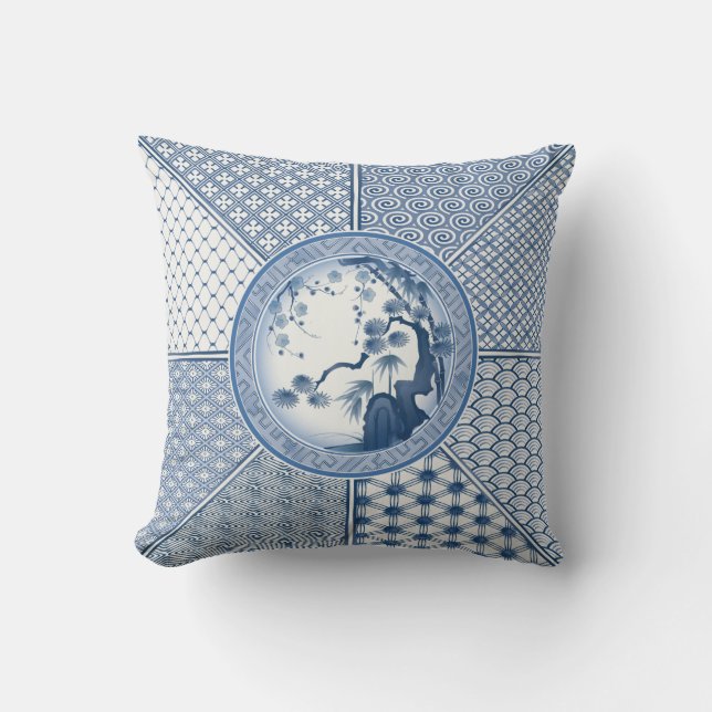 Beautiful Geometric Blooming Cherry Garden Throw Pillow (Front)