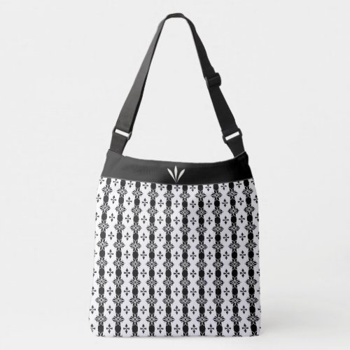 Beautiful Geometric Pattern in Black and White Crossbody Bag