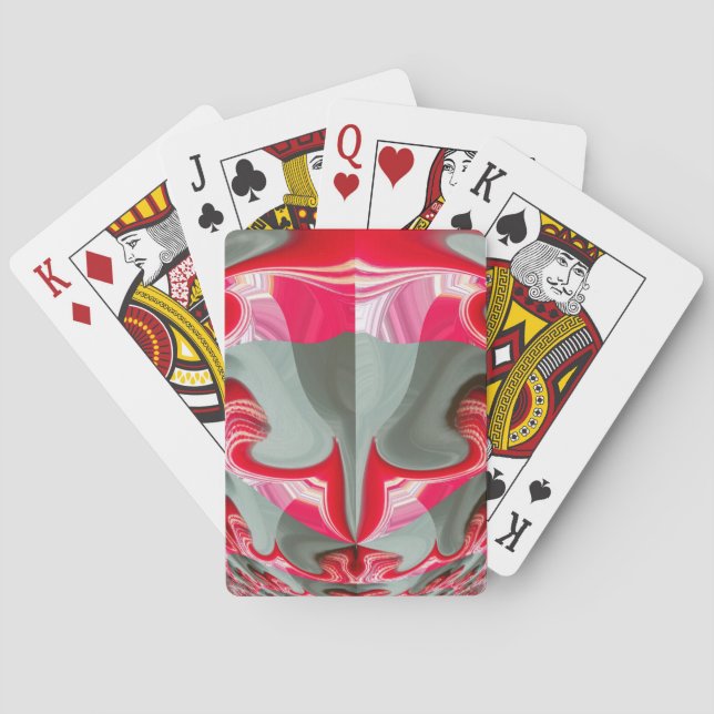 Beautiful Geometric Red Ash Gray Motif Art Design Poker Cards (Back)
