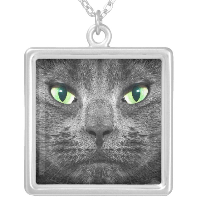 Beautiful George gray cat necklace (Front)