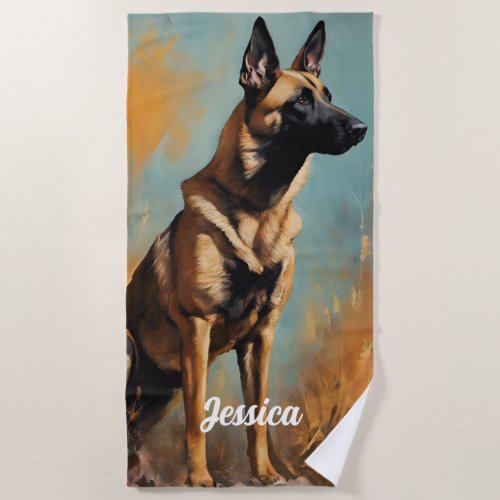 Beautiful German Malinois Beach Towel