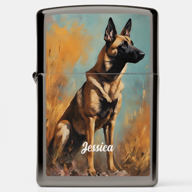 Beautiful German Malinois Zippo Lighter (Front)