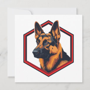 Beautiful German Shepard In A Six Sided Frame Invitation