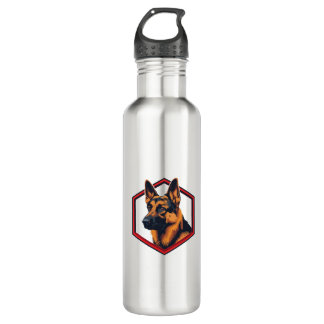 Beautiful German Shepard In A Six Sided Frame Stainless Steel Water Bottle