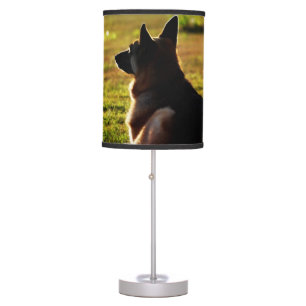 Beautiful German Shepherd Against the Sunset Table Lamp