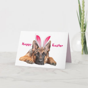Beautiful German Shepherd Bunny Ears Happy Easter Card