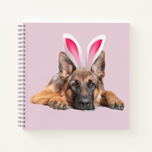 Beautiful German Shepherd Bunny Ears Happy Easter Notebook