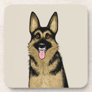 Beautiful German Shepherd Dog Cartoon Pet Art Beverage Coaster