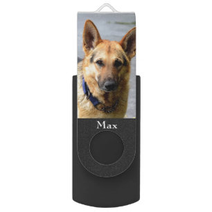 Beautiful German Shepherd Dog & Editable Name Flash Drive