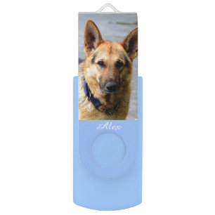 Beautiful German Shepherd Dog & Editable Name Flash Drive