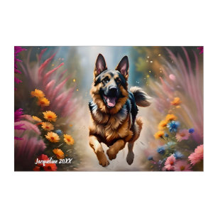 Beautiful German Shepherd Dog & Flowers Acrylic Print
