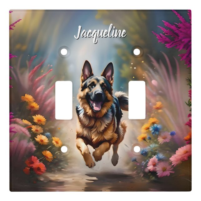 Beautiful German Shepherd Dog Light Switch Cover (Front)