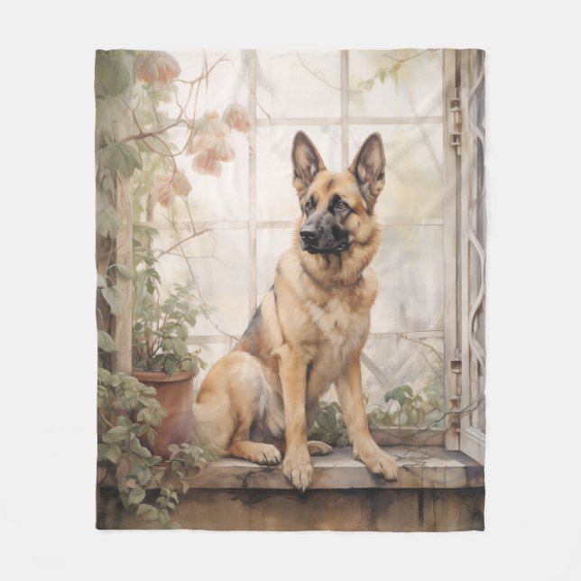 Beautiful German Shepherd Fleece Blanket (Front)