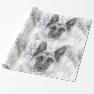 Beautiful German Shepherd Holiday Gift Wrap