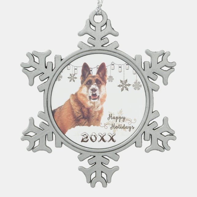 Beautiful German Shepherd Holiday Ornament (Front)