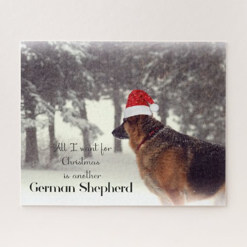Beautiful German Shepherd in the Snow Holiday Jigsaw Puzzle