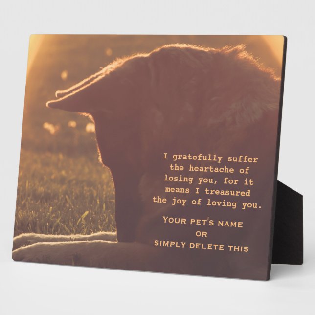 Beautiful German Shepherd Pet Memorial Plaque (Side)