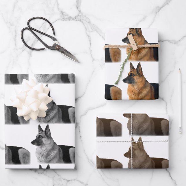 Beautiful German Shepherd Portrait Black & Tan Wra Wrapping Paper Sheets (Front)