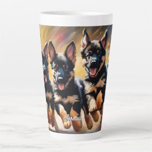 Beautiful German Shepherd Puppies Latte Mug