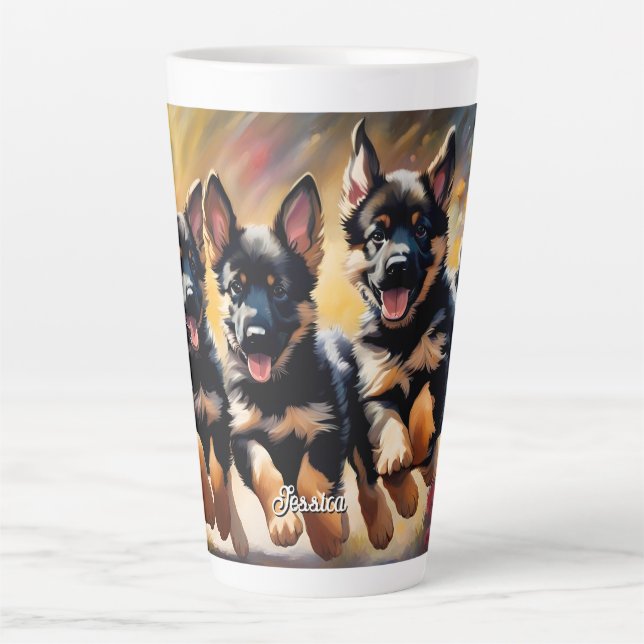 Beautiful German Shepherd Puppies Latte Mug (Front)