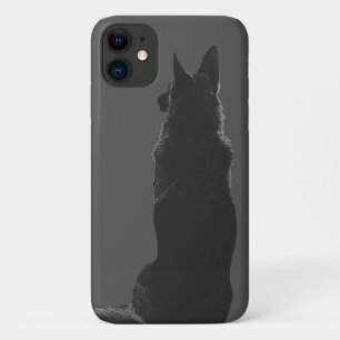 Beautiful German Shepherd Silhouette Black & White iPhone 11 Case