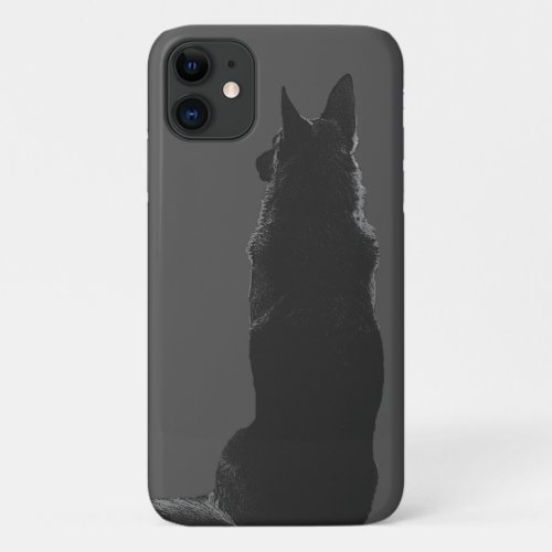 Beautiful German Shepherd Silhouette Black  White iPhone 11 Case