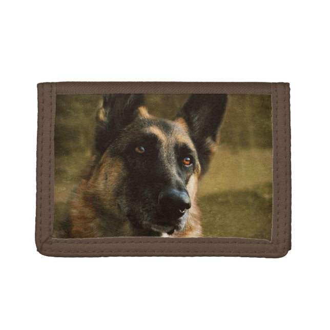 Beautiful German Shepherd with Adoring Eyes Photo Trifold Wallet (Front)