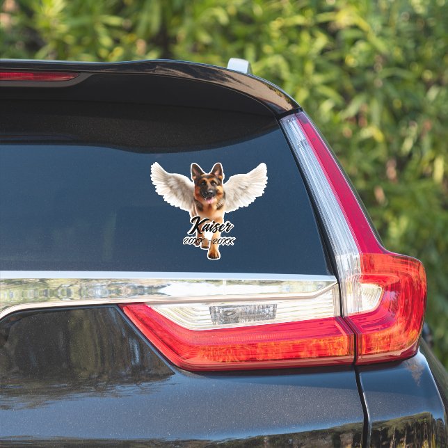 Beautiful German Shepherd with Wings Memorial Sticker (Car Side)
