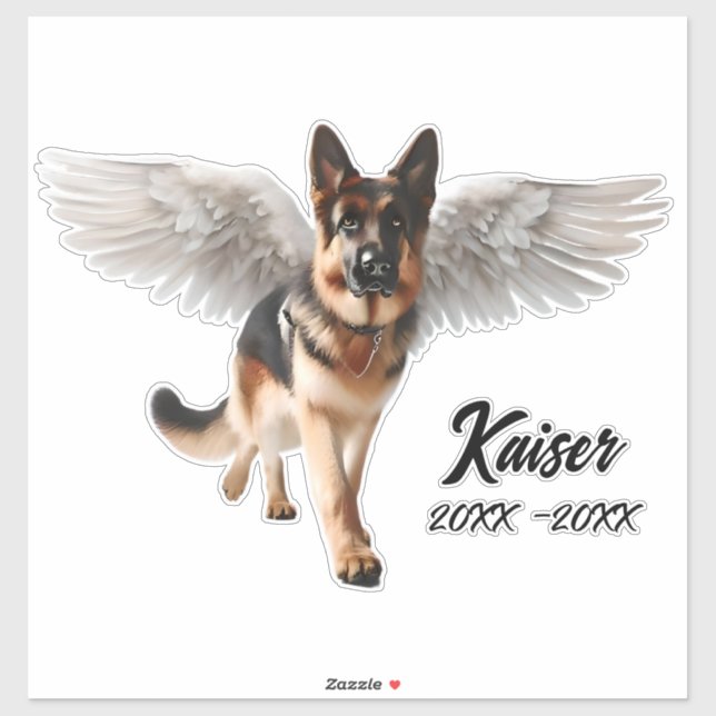Beautiful German Shepherd with Wings Memorial Sticker (Sheet)