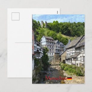 Beautiful German village Monschau in summer travel Holiday Postcard