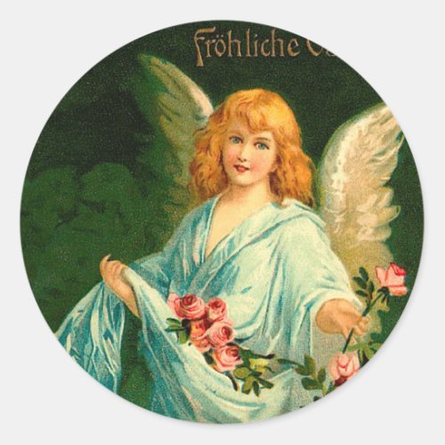 Beautiful German Vintage Easter Angel Classic Round Sticker