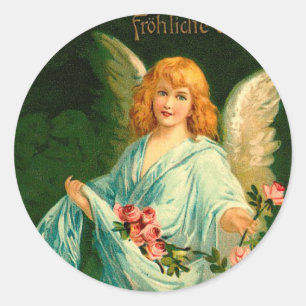 Beautiful German Vintage Easter Angel Classic Round Sticker