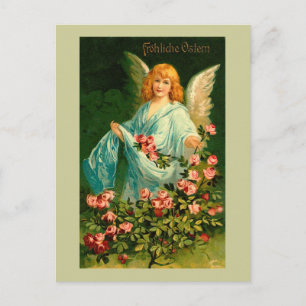 Beautiful German Vintage Easter Angel Holiday Postcard