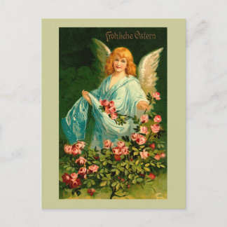 Beautiful German Vintage Easter Angel Holiday Postcard