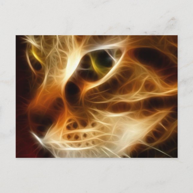 Beautiful Ghostly Fire Cat Postcard (Front)