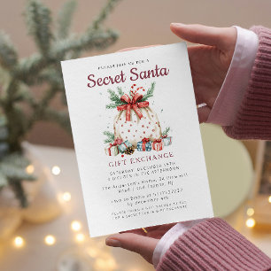 Beautiful Gift Bag I Secret Santa Christmas Party Invitation